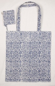 HAND BLOCK PRINTED BAG WITH EMBROIDERED HANDLE