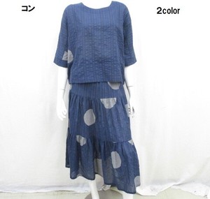【　夏物新商品　】綿混水玉柄スカートスーツ