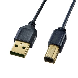 サンワサプライ 極細USBケーブル USB2.0 A-Bタイプ 0.5m ブラック KU20-SL05BKK