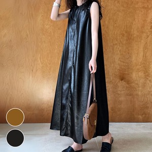 Casual Dress Faux Leather Spring/Summer Long One-piece Dress