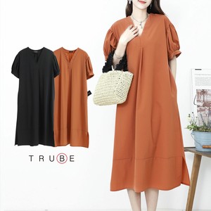 Casual Dress V-Neck Puff Sleeve L One-piece Dress 【2024NEW】