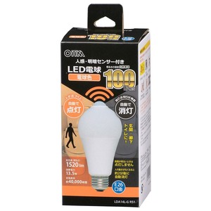 OHM LED電球 E26 100形相当 人感明暗センサー付 電球色 LDA14L-G R51
