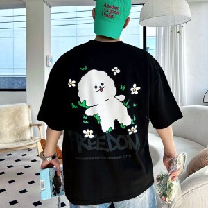 【2024春夏新作】ビション犬イラスト半袖Tシャツ<ユニセックスアイテム>