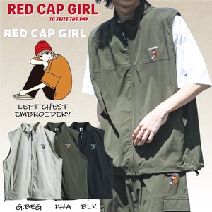 【24SS新作】RED CAP GIRL 接触冷感/撥水/ストレッチ ナイロンPUタスラン  胸刺繍 ベスト