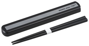 オーエスケー メタリックスタイル 引フタ箸箱セット(19.5cm) ブラック HS-16
