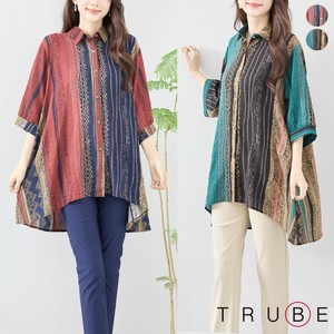 Button Shirt/Blouse Ethnic Pattern Cotton L M 【2024NEW】