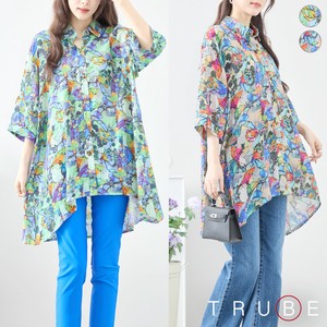 Button Shirt/Blouse Patterned All Over Cotton L 【2024NEW】