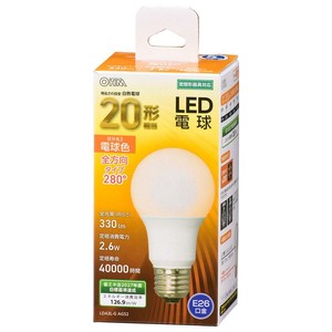 OHM LED電球 A形 E26 20形相当 全方向 電球色 LDA3L-G AG52