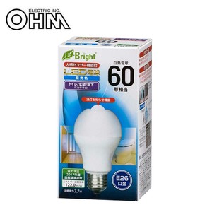 OHM LED電球 E26 60形相当 人感センサー付 昼光色 LDA8D-H R21