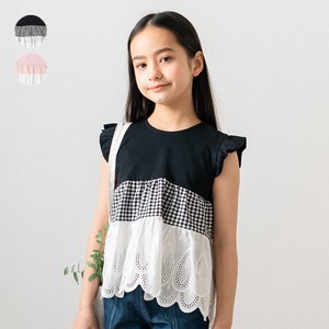 Kids' Short Sleeve T-shirt Switching Checkered Tiered