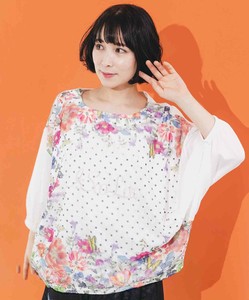 T-shirt Pullover Floral Pattern Dot Jacquard