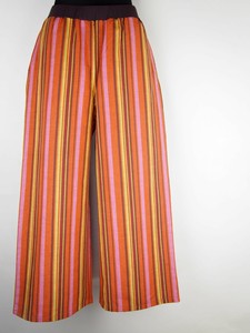 Full-Length Pant Cotton Linen Colored Stripe Wide Pants 2024 Spring/Summer
