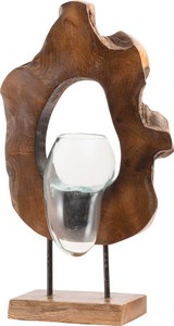 ガラスオブジェ/　ガラスオブジェ オブジェ ガラス 置物 天然木 インテリア アート 鉢 プランタ