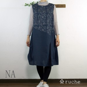 Casual Dress Sleeveless Natural One-piece Dress Embroidered Jumper Skirt NEW