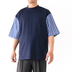 T-shirt Pullover Stripe Stretch Switching Men's