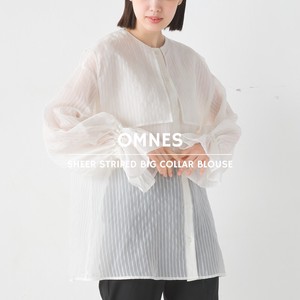 Button Shirt/Blouse Sheer Stripe Spring/Summer