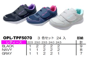 レディース　定番マジックスニーカー　3色セット24足入　TPF5070