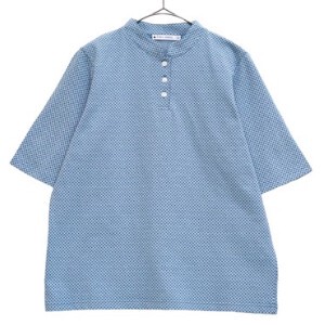 日本製/さりげないミニチェックがお洒落なジャガード スタンドネック ポロシャツ　143403