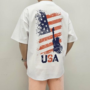【2024春夏新作】USAペイント風プリントオーバーサイズTシャツ
