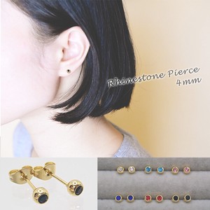 Pierced Earrings Rhinestone Stainless Steel Rhinestone 6-colors 4mm