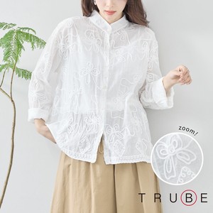 Button Shirt/Blouse Stand-up Collar L Embroidered M 【2024NEW】