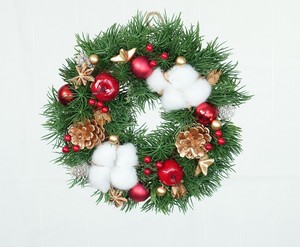 【予約販売】［2024ｸﾘｽﾏｽ］彩か｜Saika　Cotton Goldpine Wreath S