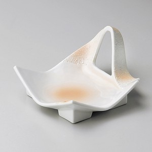 オレンジ角抜き小角皿　美濃焼　日本製 陶器