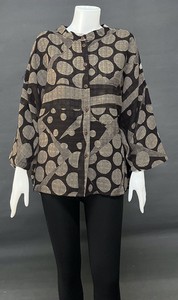 Button Shirt/Blouse Patterned All Over Pudding Cotton Ladies'