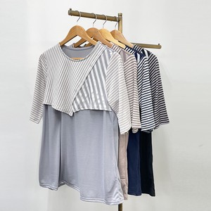 T-shirt Ladies' Border Switching 2024 Spring/Summer