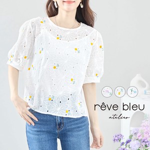 T-shirt Lace Blouse Cotton L 【2024NEW】