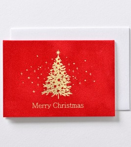 クリスマスミニカード ★人気商品 ■ベルベットタッチ素材 ■クリスマスツリー ■シンプル系
