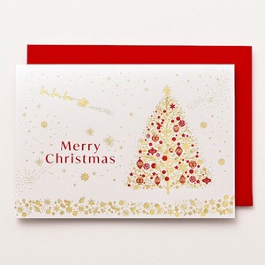 クリスマスカード ■ツリー柄のデザイン柄 ■シンプル系 ■箔押し、グリッター付 ■二つ折り無地中紙付