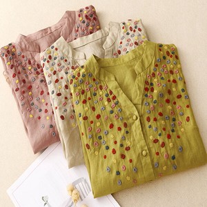 Button Shirt/Blouse Cotton Embroidered NEW