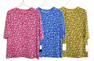 T-shirt Geometric Pattern Cut-and-sew 6/10 length Made in Japan