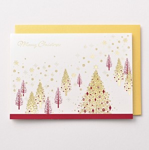 クリスマスカード ■ツリー柄 ■箔押し、グリッター付き ■二つ折り無地中紙付 ■一部シルク印刷仕様