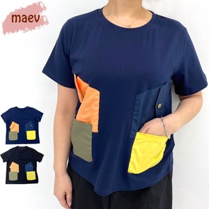 maev【2024新作】ポケット付きTシャツ トップス Tシャツ カットソー ゆったり M〜LL