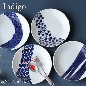 Mino ware Main Plate Tableware Gift Set Indigo Set of 4