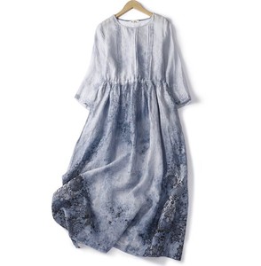 Casual Dress Cotton Linen One-piece Dress Ladies'