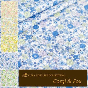 有輪商店 YUWA シャーティング ”Corgi & Fox” [D:Blue] / 全5色 / 生地 布 / CO829824