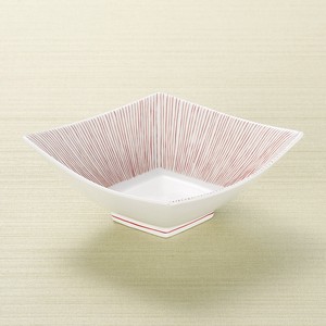 千本赤十草菱型小鉢　美濃焼　日本製 陶器 強化磁器