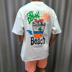 【2024春夏新作】BeachイラストプリントオーバーサイズTシャツ