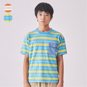 Kids' Short Sleeve T-shirt Gift Pocket Border Made in Japan