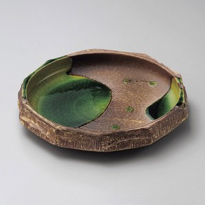 錆釉ヒワ流し面取8.0鉢　美濃焼　日本製 陶器