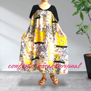 Casual Dress Rayon Printed Flowers One-piece Dress 2024 Spring/Summer