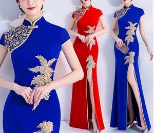 ドレス チャイナドレス 宴会 気質 刺繍 レディースファッション    YEA737