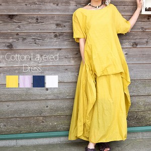 Casual Dress Volume Layered Cotton One-piece Dress Simple