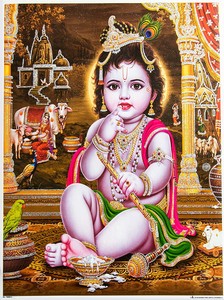〔約40.5cm×約30.5cm〕輝くラメ入り・インドのヒンドゥー神様ポスター - ラーマーヤナ