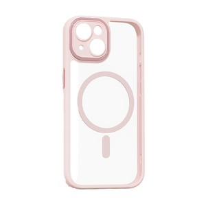 レンズガード一体型MagSafe対応クリアケース for iPhone15 ピンク