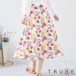 Skirt Floral Pattern L Flare Skirt M 【2024NEW】