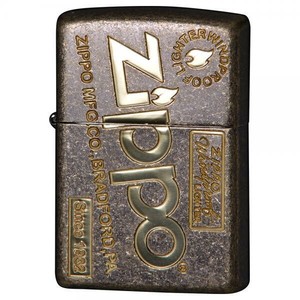 ZIPPO(ジッポー)ライター　アンティークオールドZIPPOロゴ 真鍮メッキ 2BB-ZLOGOFL